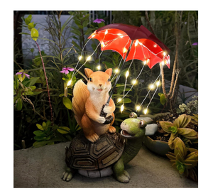 Luci LED stringa Patio arredamento resina scoiattolo tartaruga statua decorazione solare - Product Image 5