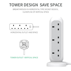 UK Type G Power Strip with <strong>USB</strong> C Ports, 11 Way Outlets Protection Plug, <strong>Extension</strong> <strong>Lead</strong> for UAE - Product Image 3