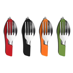 Venta al por Mayor de Vajilla para Acampar al Aire Libre, Picnic y Viajes, Juego de Cubiertos Plegable Portátil Multifuncional 4 en 1 - Product Image 1