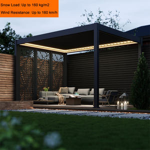 Gazebo da Giardino con Persiane Impermeabili, <span class=keywords><strong>Pergola</strong></span> in Alluminio con <span class=keywords><strong>Tetto</strong></span> Retrattile per Esterni - Product Image 6