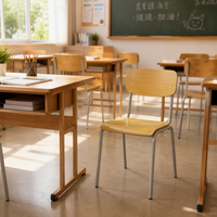 Chaise d'école empilable en contreplaqué, chaise d'élève à structure métallique, mobilier de salle de classe pour projets éducatifs, vente en gros