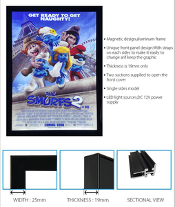 Sur mesure 27x40 Cinéma Magnétique LED Film Affiche Panneau D'affichage Cadre Affichage Lightbox B4 B3 B2 B1 B0 - Product Image 4