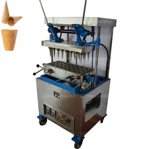 12 cabezas Industrial Semi Automático Cuerno Antorcha Taza Waffle Máquina para hacer conos de helado Máquina comercial de conos de helado