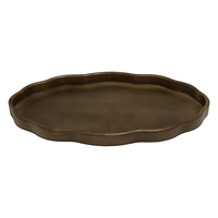 Plateau décoratif personnalisable en bois avec poignées métalliques pour table basse