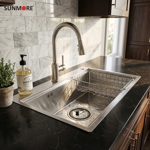 SUS304 Stainless Steel Single Bowl Kitchen <b>Sink</b> Topmounted <b>Drainer</b> Undermount Installation Two Holes Warranty 3 Years - Product Image 6