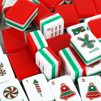 Meilleures ventes : Ensemble de tuiles de Mahjong de Noël américain en acrylique, 160 pièces, 4 couches, motif Arbre de Noël personnalisé de luxe avec Père Noël et Bonbons de Gingembre