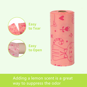 Sacs à déjections pour animaux de compagnie biodégradables extra résistants, roses, anti-fuites, jetables - Product Image 4