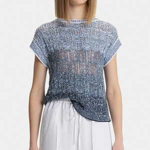 <span class=keywords><strong>Chaleco</strong></span> de Punto Ligero sin Mangas con Diseño Ombré Azul y Gris para <span class=keywords><strong>Mujer</strong></span>, Venta al Por Mayor Personalizada Wisrise - Product Image 1