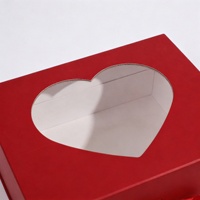 Boîte cadeau pliable Shaher Heart Window One Piece avec ruban en satin rouge et rose, deux compartiments, pour coffret parfum et foulard, impression quadricolore
