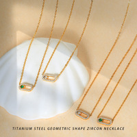Collier Pendentif Gaovo en Acier Inoxydable Plaqué Or 18K avec Chaîne Géométrique et Zircon, pour Femme, Ne Ternit Pas, Cadeau Minimaliste