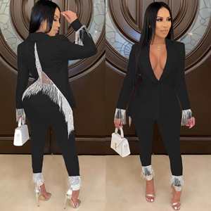 Da donna Boutique due pezzi Set autunnale con nappine e Top Set da ufficio da donna Set Casual da Jogger per abbigliamento da donna da ufficio - Product Image 3