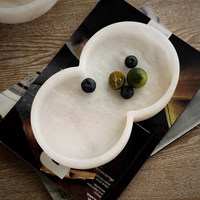 STONEKOCC Plateau-bol décoratif en marbre naturel translucide blanc alabastre espagnol personnalisé avec vase pour la maison, les hôtels et les villas