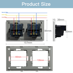 MVAVA kualitas tinggi kristal kaca <span class=keywords><strong>Panel</strong></span> kantor Power Outlet 16A 20W PD pengisian cepat EU listrik dinding soket USB tipe-c Port - Product Image 5