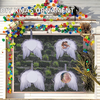 Décoration de Noël moderne pour la maison, pendentif en verre personnalisé par sublimation, logo DIY, cadeau populaire, ornement ailes d'ange en plumes