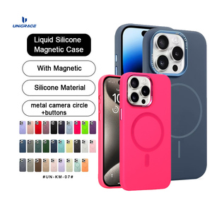 Étui de téléphone sans fil avec boutons métalliques de qualité supérieure, coque de téléphone mobile en silicone magnétique pour iPhone 15 16 Pro - Product Image 1