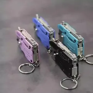 Kişiye özel Metal anahtarlık aksesuarları Model oyuncak Mini 3D anahtarlık Gun Combo