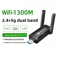 Adaptador de Red Inalámbrico USB de Doble Banda Gigabit de 1300 Mbps y 5 GHz para Computadoras Portátiles y de Escritorio