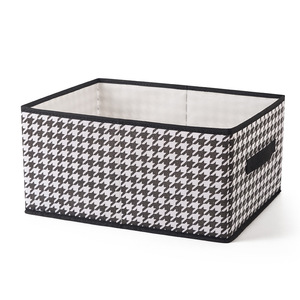 Clothing Organizer <b>Storage</b> <b>Box</b> Rectangle Black Houndstooth Pattern For Dormitory Bedroom Use - Product Image 3