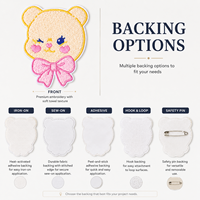 Écussons brodés personnalisés en gros pour serviettes, motifs animaux mignons, crème douce, nœud rose, en chenille, pour vêtements d'enfants, sacs et chapeaux