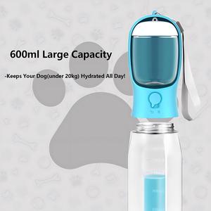 Botella de Agua 3 en 1 para Perros de 20 oz, Contenedor de Alimentos, Dispensador de Bolsas para Excrementos |   Dispensador de Agua Portátil a Prueba de Fugas para Mascotas con Clip de Mosquetón |   Viajes - Product Image 2
