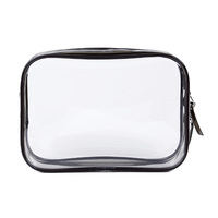 Kits d'outils de maquillage cosmétique multi-fonctionnel trousse de toilette étanche sacs d'accessoires de voyage en plastique pochette à fermeture éclair en PVC noir