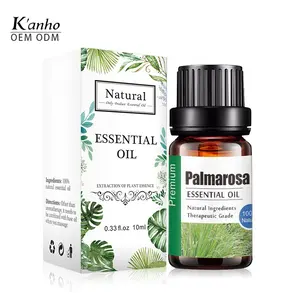 Principal Kanho-aceite esencial de Palmarosa, aceite de fragancia de Palmarosa de grado terapéutico ODM OEM, 10ML