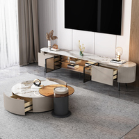Mueble de Salón Combinado con Placa de Roca de Lujo Ligero, Mueble de TV Moderno y Sencillo, Nuevo Modelo 2025