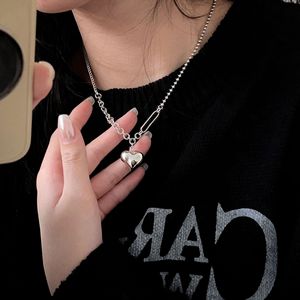 S925 Sterling Silver <b>Heart</b> Necklace For Women Korean Style <b>Sweet</b> Cool Collarbone Sweater Chain Gift Jewelry - Product Image 4