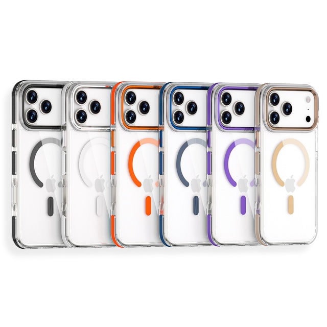 Matte Acrylic Magnetic Phone Case for 17 Series | Shockproof Anti-Scratch Transparent Cover with Color Bumper