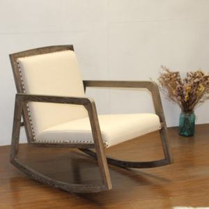 เก้าอี้โยกไม้สไตล์วินเทจสำหรับห้องนั่งเล่น หุ้มผ้า สำหรับผู้ใหญ่ - Product Image 1