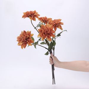 LO-645 Vente en gros de fleurs artificielles de dahlia en PU de haute qualité, effet toucher réel, hydratantes, fleurs artificielles de luxe pour la décoration de mariage et de la maison - Product Image 1