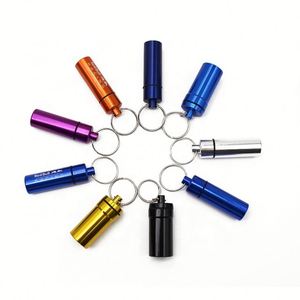Portable Pill Container Keychain Aluminium Earplug Capsule Metal Pill Box case Holder Custom logo for Promotional Gifts