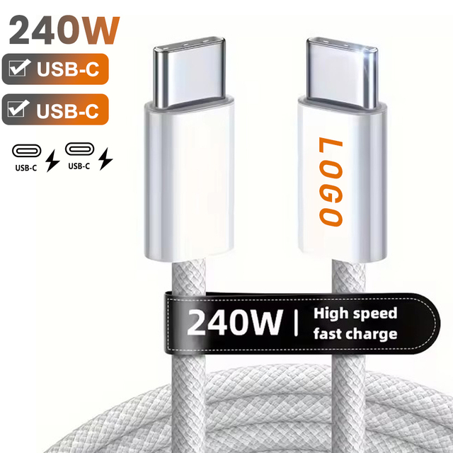 1M 2M 240W 60W Super Fast Charge USB-C Cable Dual-Head Nylon Braided Male to Male Data Sync for iphone 17 16 Samsung One Plus