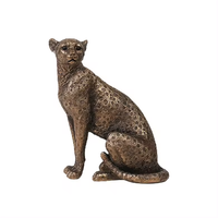 Nouveau design, grande statue de léopard grandeur nature en or, statue de léopard en résine animale pour la décoration intérieure