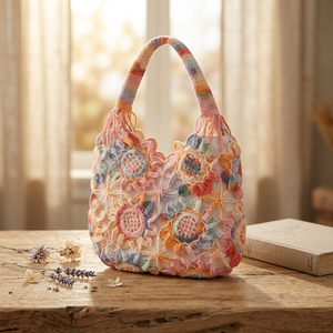 Bolso Tipo Almohada <span class=keywords><strong>de</strong></span> Hombro con Diseño Floral Tradicional Chino en <span class=keywords><strong>Punto</strong></span> <span class=keywords><strong>de</strong></span> <span class=keywords><strong>Cruz</strong></span>, Patrón a Cuadros, <span class=keywords><strong>Tela</strong></span> Textil Resistente - Product Image 1