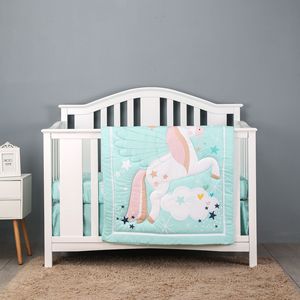 Juego de Ropa de Cama para <span class=keywords><strong>Cuna</strong></span> de Bebé, Diseño de Dibujos Animados, Poliéster No Tóxico, Edredón para Bebé, Patrón de Animales, Funda Tejida, Estilo Americano para Todas las Temporadas - Product Image 1