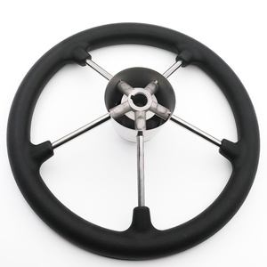 Gran oferta, volante de acero inoxidable negro de 15-1/2 \ "con empuñadura de perilla, accesorio de Hardware marino antideslizante para yates - Product Image 4