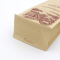 Sacs d'emballage de café personnalisés à fond plat 30g 50g 100g 250g 1kg pochette debout en papier kraft avec valve pour emballage de café thé