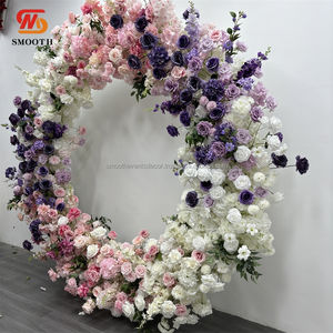 Roses en soie artificielles de couleur dégradée lisse fleurs d'arc en soie rondes florales pour la décoration de mariage - Product Image 6