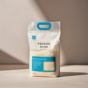 Tùy chỉnh in Nylon nhựa 1kg 2kg 5kg cửa sổ rõ ràng đáy phẳng đứng lên túi gạo bao bì túi Mylar có tay cầm - Product Image 1