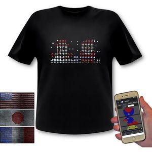 ซาตูมิโกเสื้อยืด LED 512 พิกเซล RGB จอแสดงผลข้อความแบบตั้งโปรแกรมได้ กราฟิก ควบคุมด้วยสมาร์ทโฟน สำหรับผู้ใหญ่ทั้งชายและหญิง แขนสั้น - Product Image 2
