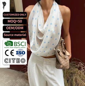 Women's Chiffon Halter <b>Top</b> Polka Dot Sheer <b>Layer</b> Casual Sleeveless Tank <b>Top</b> Spring Summer Loose Fit - Product Image 1