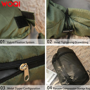 Sac de couchage Woqi 3 saisons, style momie, en nylon, coupe-vent, léger, pour le camping en plein air, unisexe, vert militaire, taille standard - Product Image 5