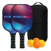 Set Raket Pickleball Desain Khusus Grosir, Ringan, Terbuat dari Fiberglass Cold Pressed untuk Pemula