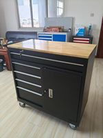 Armoire à outils robuste pour barbier et réparation automobile, modèle standard combiné pour atelier, coffre à outils en métal avec plateau en bois, 46 pouces, faible MOQ