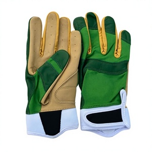 Baseball Batting Gloves with Green Accents Non Slip Grip Sports Training Right Handed Design Short Cuff Baseball Batting Gloves - Product Image 1