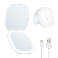 Miroir de maquillage pliable multifonctionnel personnalisé avec LED, loupe grossissante 5x haute définition et outils de retouche de maquillage