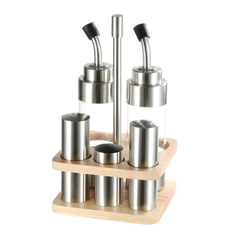 Kochen Küchen werkzeug Edelstahl Gewürz regal Cruet Gewürz Gewürz dosen Set Salz Pfeffer Öl und Essig Gewürz flasche