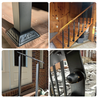 Poteau de rampe d'escalier latéral en acier inoxydable, balustres noirs thermolaqués, support réglable à 270° pour véranda de villa
