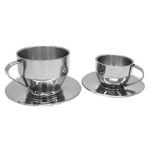 Wholesale Online Top Seller Stainless Steel Coffee <b>Cup</b> Set American Double Layer Restaurant with <b>Saucer</b> for Tea by - Product Image 1